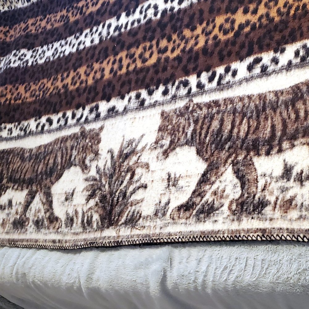Clean Vintage Wool Alpaca Reversible Blanket 75x75 From Peru